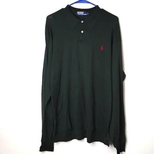 Long Sleeve Polo Shirt Large Dark Green Polo Ralph Lauren red pony
